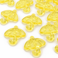 Yellow Transparent Acrylic Pendants, Umbrella with Bowknot, Yellow, 42.5x38x7.5mm, Hole: 3x3.5mm, about 109pcs/500g