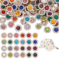Золотой 192шт 24цвета цветок пришитые стразы, стекло горный хрусталь, многожильные звенья, аксессуары для одежды, золотые, 10x5.5 мм, отверстие : 3~3.5x1.5 мм, 8 шт / цвет