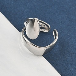 Нержавеющая Сталь Цвет 304 из нержавеющей стали Манжета кольца для женщин, слеза, цвет нержавеющей стали, 21.5 мм, регулируемый