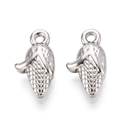 Нержавеющая Сталь Цвет 304 304 подвески-кукурузы из нержавеющей стали, не тускнеет, цвет нержавеющей стали, 15x8.5x4.5 мм, отверстие : 1.6 мм