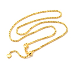Настоящее золото 18K 2мм стойка покрытие латунная веревка цепь регулируемые слайдер ожерелья для женщин мужчин, без кадмия и без свинца, 901 застежка из нержавеющей стали, долговечный, реальный 18 k позолоченный, 16.93~17.72 дюйм (43~45 см)