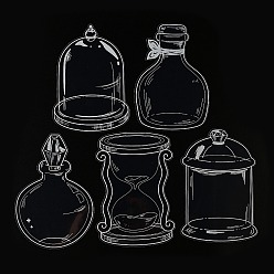 Clear 20Pcs 5 Styles PET Plastic Waterproof Self-Adhesive Lace Bottle Stickers, for Scrapbook Making Supplies, Clear, 144x98~99x0.1mm, 4pcs/style
