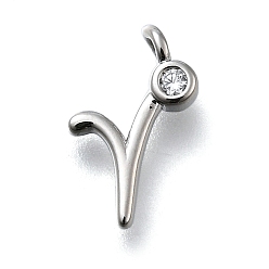 Letter R Латунные микро проложить кубического циркония подвески, письмо амулеты, стойки покрытие, долговечный, без кадмия и без свинца, Буква R, 13x7x2 мм, отверстие : 1.6 мм