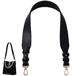 Black 1Pc PU Leather Bag Handles, with Alloy Lobster Clasp, for Bag Straps Replacement Accessories, Light Gold, Black, 78x3.8x0.35cm