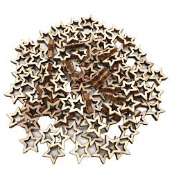 PapayaWhip Unfinished Wood Star Shape Discs Slices, Wood Pieces for DIY Embellishment Crafts, PapayaWhip, 1cm, 100pcs/set