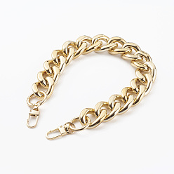 Golden UV Plating ABS Plastic Linking Rings Bag Handles, Wallet Chains, with Zinc Alloy Swivel Clasps & Spring Gate Rings, Golden, 15.7 inch(40cm)