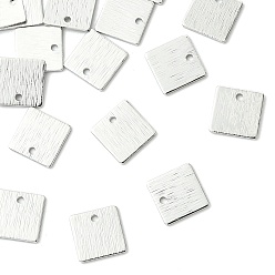 Platinum SHEGRACE Brass Pendants, Sqaure Charms, Stamping Blank Tag, Brushed Finish, Cadmium Free & Lead Free & Nickel Free, Platinum, 9.5x9.5x1mm, Hole: 1.2mm
