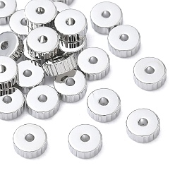 Platinum SHEGRACE Brass Beads, Cadmium Free & Nickel Free & Lead Free, Textured Flat Round, Platinum, 5x5x2mm, Hole: 1.2mm