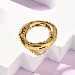 Oval Регулируемые 304 манжеты из нержавеющей стали с открытыми кольцами для женщин, золотые, овальные, регулируемый, 35.5x29 мм