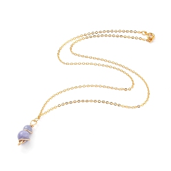 Other Quartz Natural Quartz Pendant Necklaces, with Copper Wire, Golden Plated Brass Cable Chains and Spring Ring Clasps, Round, 18.27 inch~18.89 inch(46.4~48cm)