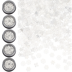 Серебро 5шт. украшения для ногтей из сплава, снежинка, серебряные, 3.5~4x3.5~4x0.1 мм