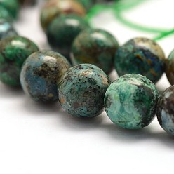 Chrysocolla Natural Chrysocolla Beads Strands, Round, 10mm, Hole: 1mm, about 39pcs/strand, 15.75 inch(40cm)