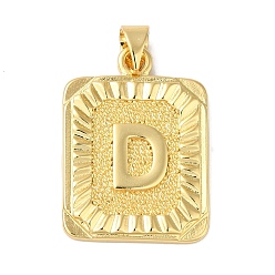 Letter D Стойки обшивки латунные подвески, долговечный, без свинца и без кадмия, квадрат с подвесками в виде букв, Буква D, 24x17x2.5 мм, отверстие : 4x3.5 мм