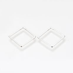 Платинированный Латунные соединительные колечки, без никеля , Реальная платина, ромб, 20x20x1 мм, длина стороны: 15 мм