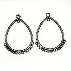 Черный Цвет Металла Коннекторы тибетского стиля, без свинца, без кадмии и без никеля, слеза, металлический черный , 47x36 мм, отверстие : 1 мм