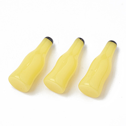Yellow Resin Cabochons, Liquor/Bottle, Yellow, 26x9~11mm