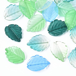 Mixed Color Spray Painted Glass Pendants, Leaf, Mixed Color, 23.5x17.5x4.5mm, Hole: 1mm