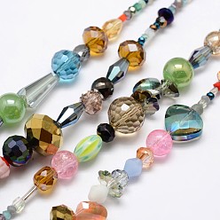 Mixed Color Electroplate Glass Bead Strands, Mixed Shapes, Mixed Color, 2~16x2~16mm, Hole: 1~2mm, about 15.74 inch