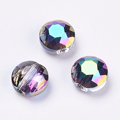 Colorful K9 Glass, Imitation Austrian Crystal Beads, Grade AAA, Faceted, Flat Round, Colorful, 8x5mm, Hole: 0.9~1mm