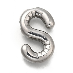 Letter S 304 подвески из нержавеющей стали, буквенное очарование, анти-тускнение, Письмо с, 23x14.5x5 мм, отверстие : 3.4x2 мм