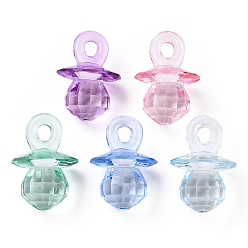 Mixed Color Transparent Acrylic Pendants, Faceted, Nuk, Mixed Color, 40x27.5x25.5mm, Hole: 5x6.5mm, about 65pcs/500g