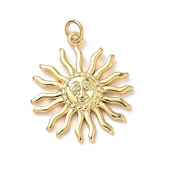 Солнце Латунные подвески, реальный 18 k позолоченный, с целью перехода в кольце, солнце, 25x22x3 мм, отверстие : 3.5 мм