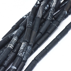 Выветрившийся Агат Естественные выветрившиеся агатовые бусины, окрашенная и подогревом, колонка, 13~13.5x4~4.5 мм, отверстие : 0.7 мм, около 29 шт / нитка, 15.16 дюйм (38.5 см)