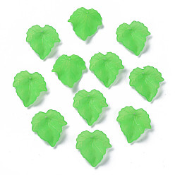 Green Autumn Theme Transparent Frosted Acrylic Pendants, Maple Leaf, Green, 24x22.5x3mm, Hole: 1mm, about 1312pcs/500g