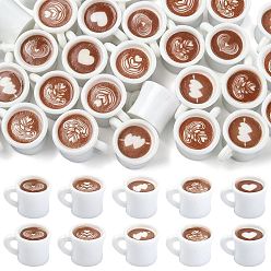 Белый 50шт. 5 стили, фигурки из смолы в виде кофе/блюдец/кофейных зерен, аксессуары для кукольного домика с микро-ландшафтом, притворяясь опорными украшениями, белые, 22x17.5x14.5 мм, 10 шт / стиль