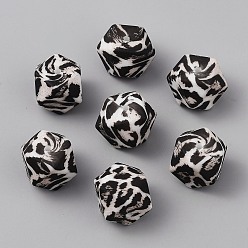 Черный Силиконовые бусины, многоугольник, чёрные, 17x17x17 мм, отверстие : 3 мм