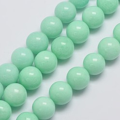 Аквамарин Натуральный Malaysia нефритовые бусы пряди, имитация амазонит, круглые, окрашенные, аквамарин, 12 мм, отверстие : 1 мм, около 31 шт / нитка, 15 дюйм