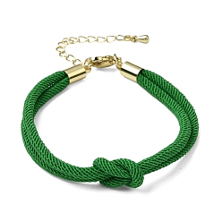 Dark Green 3MM Round Nylon Braided Cord Bracelet Making, Knot, with Golden 202 Stainless Steel Lobster Clasp & Brass Finding, Dark Green, 6.69x0.39 inch(17x1cm)