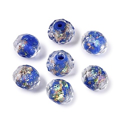 Royal Blue Handmade Foil Glass Beads, Rondelle, Faceted, Royal Blue, 10x7~8mm, Hole: 1~1.6mm