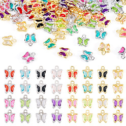 Платиновый & Золотой 60шт. 2 цвета стеклянные подвески, бабочка, с латунной фурнитурой , платиной и золотом, 8.5x7x2 мм, отверстие : 1 мм, 30 шт / цвет