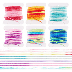 (52) Непрозрачная лаванда 6 шт. 6 цвета сегментно окрашенные полиэфирные нитки для вышивания, для вышивки крестом, разноцветные, 1 мм, около 8.75 ярдов (8 м) / шт, 1 шт / цвет