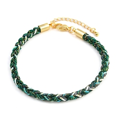 Темно-Зеленый 4браслеты из плетеного нейлонового шнура толщиной ⅛ дюйма, с латунными выводами и 304 застежками из лобстера из нержавеющей стали, долговечный, золотые, темно-зеленый, 7-3/4 дюйм (19.7 см)