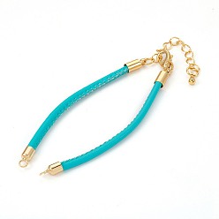 Mixed Color Imitation Sheepskin Cord Bracelet Making, with Brass Finding, Golden, Mixed Color, 6-1/4 inch(16cm), 3mm, Hole: 2mm