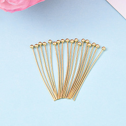 Настоящее золото 18K Контакты латунь шаровой головкой, без никеля , долговечный, реальный 18 k позолоченный, 29.5x0.6 мм, Руководитель: 2 mm