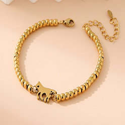 Лошадь 304 из нержавеющей стали ссылка браслеты, круглые браслеты из бисера для женщин, золотые, лошадь, 6.30 дюйм (16 см)