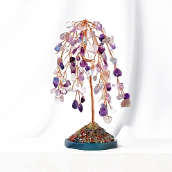 Флюорит Натуральные флюоритовые чипсы Дерево жизни украшения, Медная проволока, энергетический камень фэн-шуй, подарок для женщин и мужчин, медитация, 40~45x100~110 мм