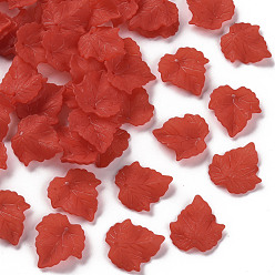 Red Autumn Theme Transparent Frosted Acrylic Pendants, Maple Leaf, Red, 24x22.5x3mm, Hole: 1mm, about 1312pcs/500g