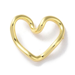 Real 18K Gold Plated Rack Plated Brass Heart Links, Long-Lasting Plated, Lead Free & Cadmium Free, Real 18K Gold Plated, 16x18x6mm