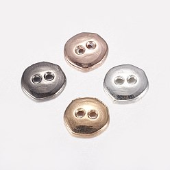 Mixed Color 2-Hole Alloy Buttons, Long-Lasting Plated, Mixed Color, 10x10x2mm, Hole: 1.5mm