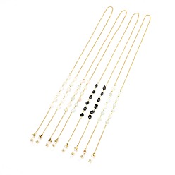 Смешанные камни 304 цепочки для очков из нержавеющей стали, шейный ремешок для очков, с естественной смешанной камня, застежки-клешни и резиновые петли на концах, золотые, 27.95 дюйм (71 см)