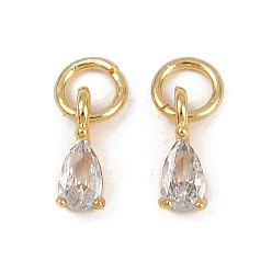 Настоящее золото 18K Латунные микро проложить кубического циркония подвески, слезинки, с целью перехода в кольце, долговечный, без кадмия и без свинца, стойки покрытие, реальный 18 k позолоченный, 8.5x3.5x3 мм, отверстие : 3 мм