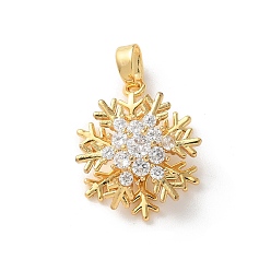 Снежинка Латунные микропаве прозрачные подвески с фианитом, снежинка, 19x15x8 мм, отверстие : 3x4.5 мм.
