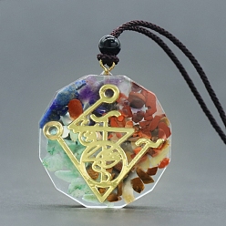 Rhombus Ожерелье с подвеской из смолы и натуральными и синтетическими драгоценными камнями чакра, ромб, 14.57 дюйм (37 см)