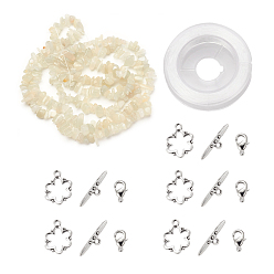 White Moonstone DIY Bracelets Necklaces Jewelry Sets, Natural White Moonstone Chips Beads Strands, Toggle Clasps, Lobster Claw Clasps and Elastic Wire, 12.6x10.6x2.1cm