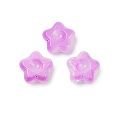 Орхидея Прозрачные стеклянные бусины, звезда, спекающийся лак, сиреневые, 10.5x11x5 мм, отверстие : 1 мм
