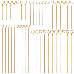 Настоящее золото 18K 150 шт. 5 стили латунные штифты с проушинами, долговечный, без никеля , реальный 18 k позолоченный, 20~50 мм, отверстие : 1.6~2 мм, штифты : 0.5~0.7 мм, 30 шт / стиль